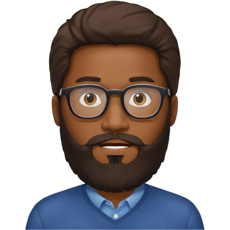 bearded long haired  black man with eyeglasses emoji