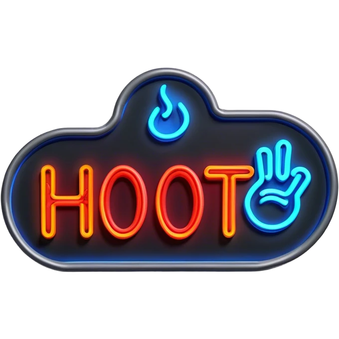  neon sign with the word hot emoji
