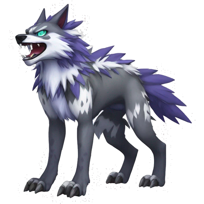  Cool Edgy Digimon-Fakemon-Garurumon-Loogamon-Dorulumon-Wolf with edgy markings full body emoji