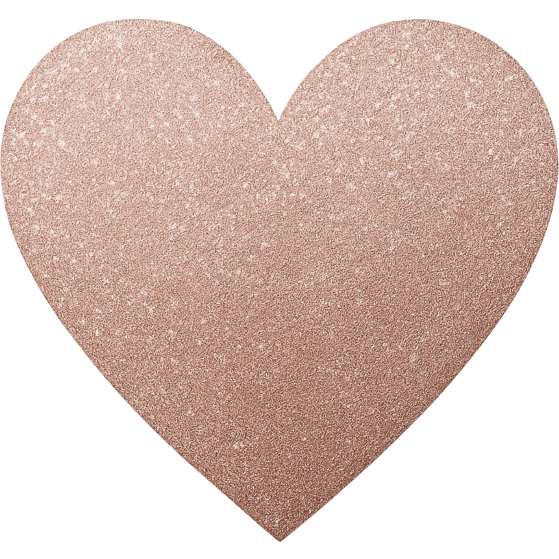 Edit the glittery gold color heart to a glittery rose gold color heart with a subtle gradient and no border. Keep the background transparent. Maintain the glittery texture and subtle gradient effect in rose gold tones emoji