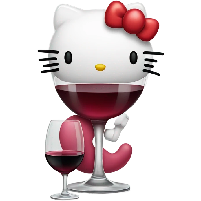Hello Kitty drinking red wine emoji
