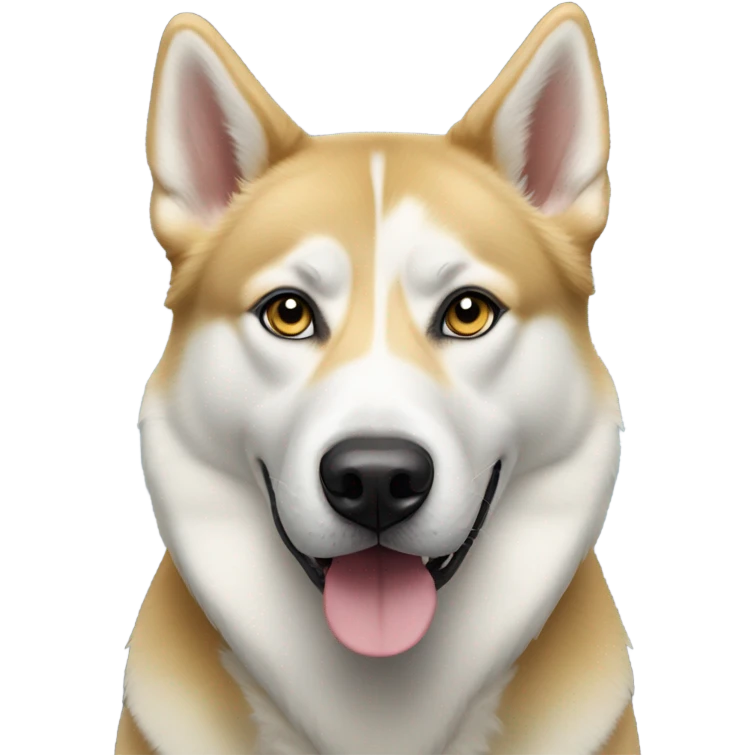 Yellow husky, Akita, shepherd mix dog with blue eyes emoji