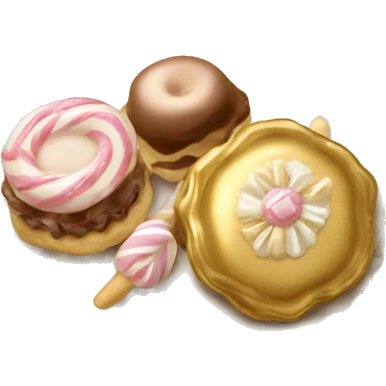 vintage rococo beige and gold plate of sweets emoji