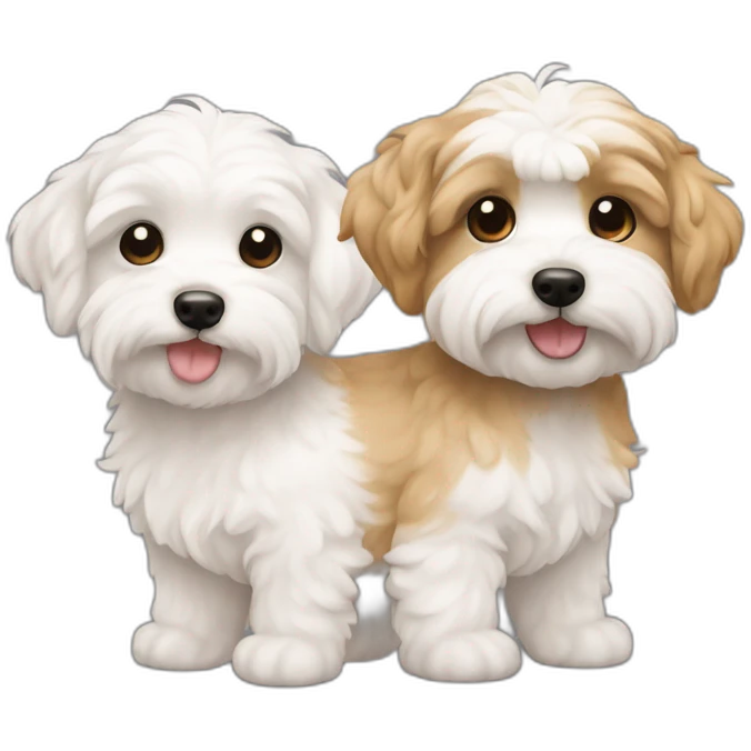 Two maltipoos white and caramel  emoji