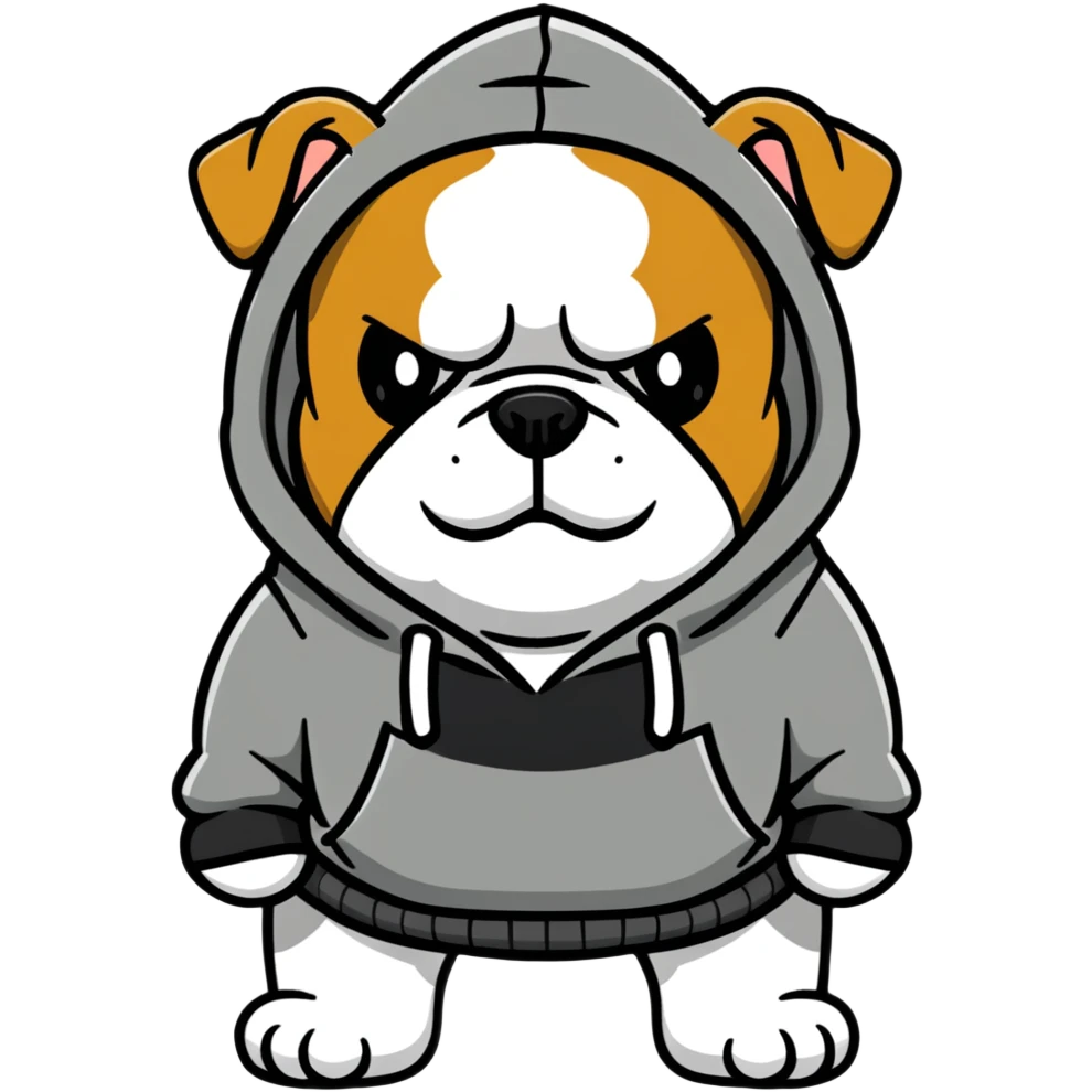 Frenchie wearing hoodie emoji