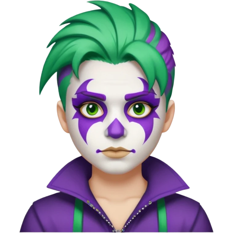 Glitter Purple and White Joker Gangster Green Hair emoji