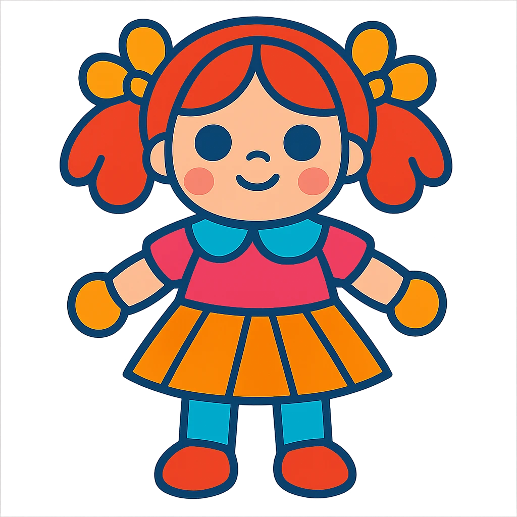 cute and colorful toy doll emoji