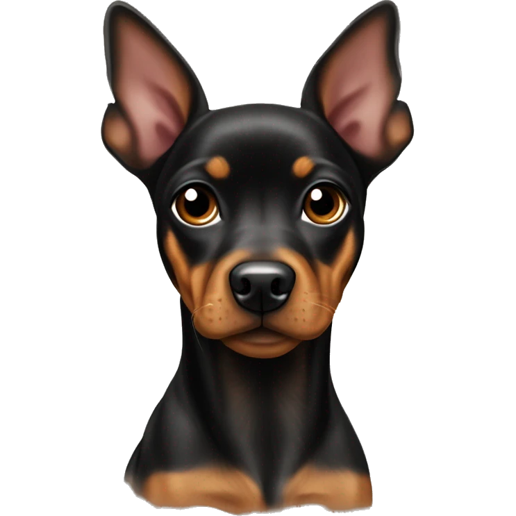 black brindle tan pinscher big ears girly emoji