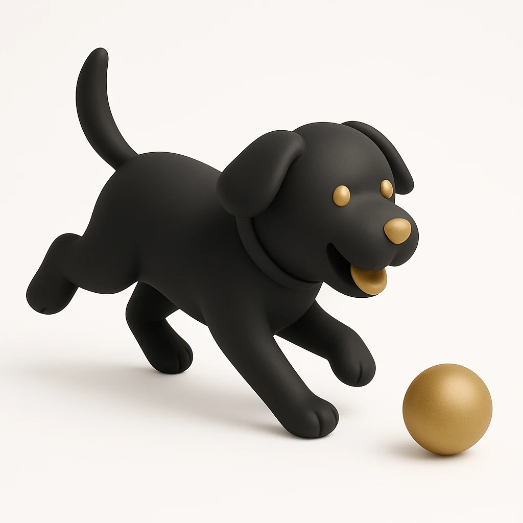 happy dog running after ball emoji