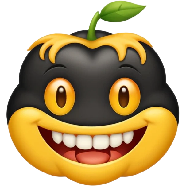 Emoji de pele preta com aparelho dentário bragets com os dentes a mostra bem amarelo emoji