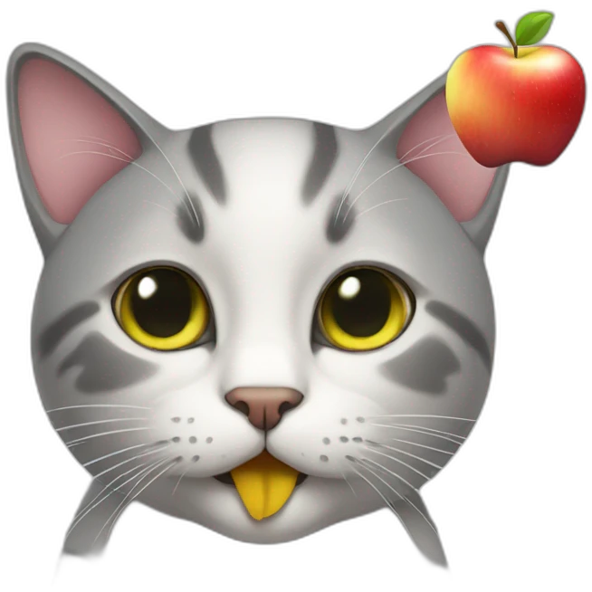 Cat with an apple emoji