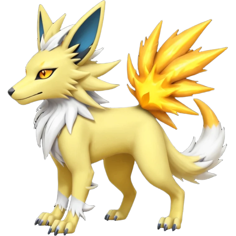 Feral Quadrupedal Digitigrade Luxray-Jolteon-Renamon-Zeraora-Vernid-Sergal-fusion-hybrid-creature, full body  emoji