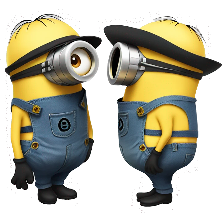 Minions kissing with hats emoji