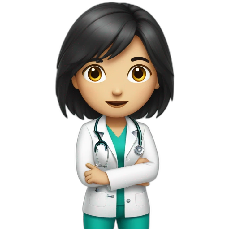 doctor girl with dark hair doing squats emoji