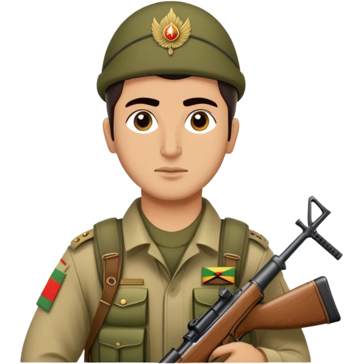 Kurdish warrior Peshmerga with rifle and traditional clothing emoji