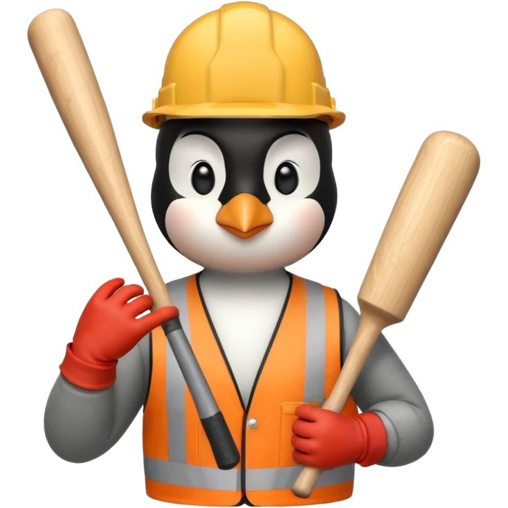 Penguin Construction Worker baseball bat emoji