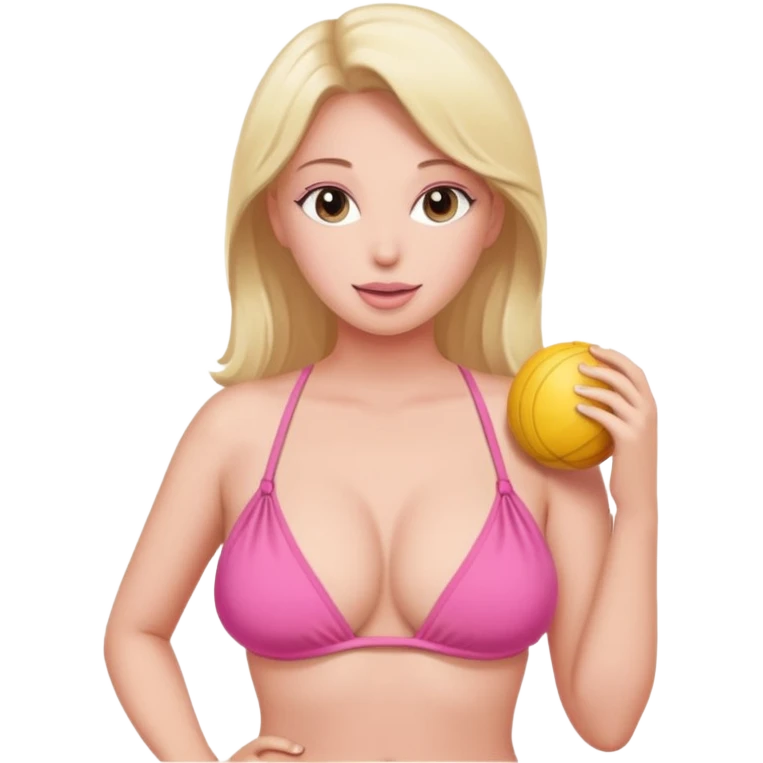 A sexy women with big boobs in pink bikini emoji