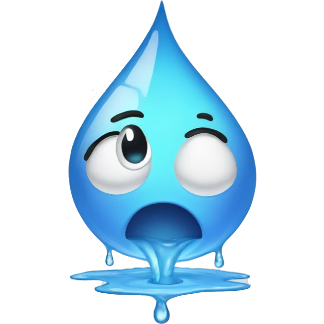 a water droplet wiping away sweat with his hand  emoji