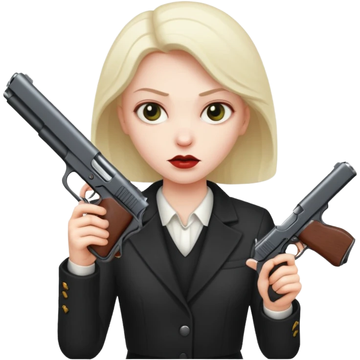an evil face with a gun or a knife in their hand emoji