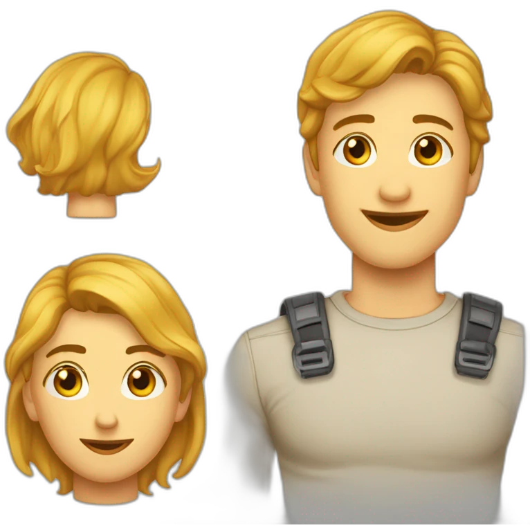 Трохи повна дівчина з голубими очима та світлим волоссям emoji