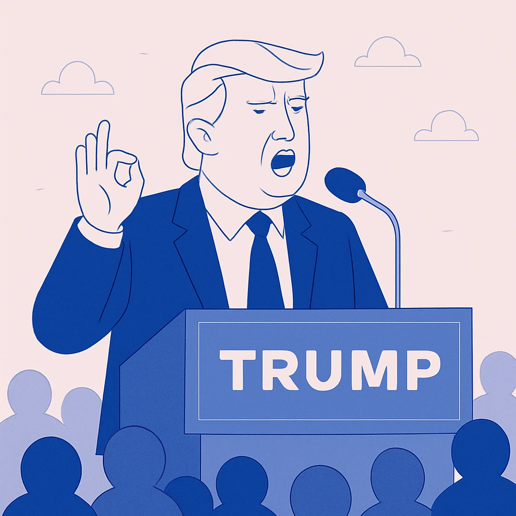 Donald Trump speaking at a rally emoji