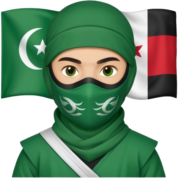 Ninja arab green and white with mask pakistani flag emoji