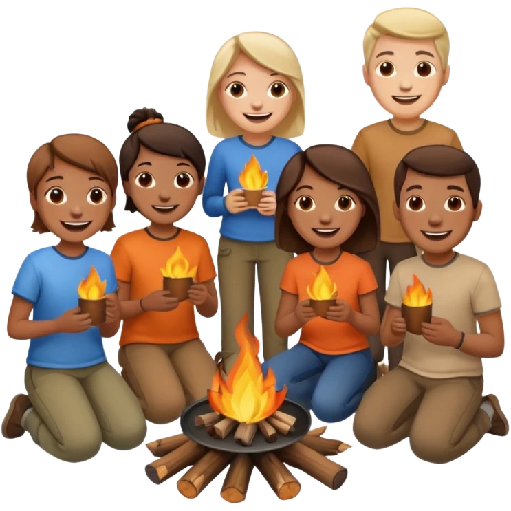people gathering the campfire emoji
