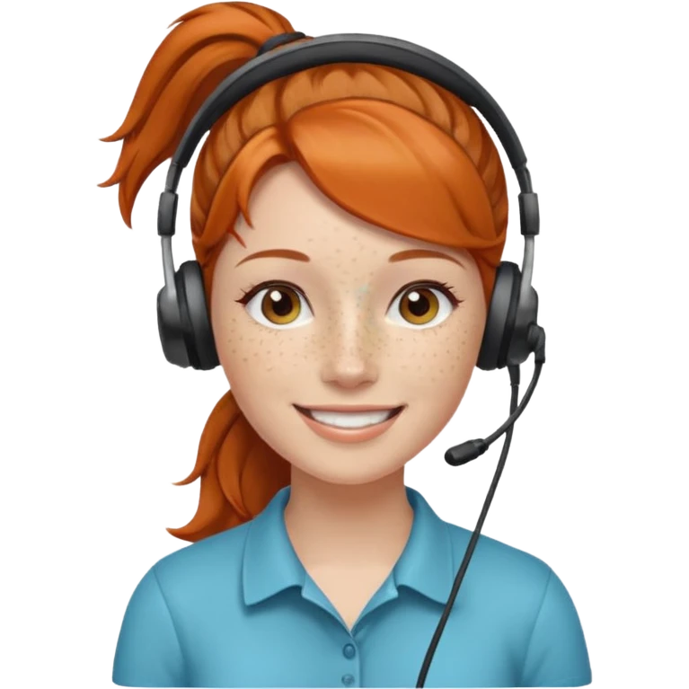 receptionist face ponytail ginger with headpset emoji
