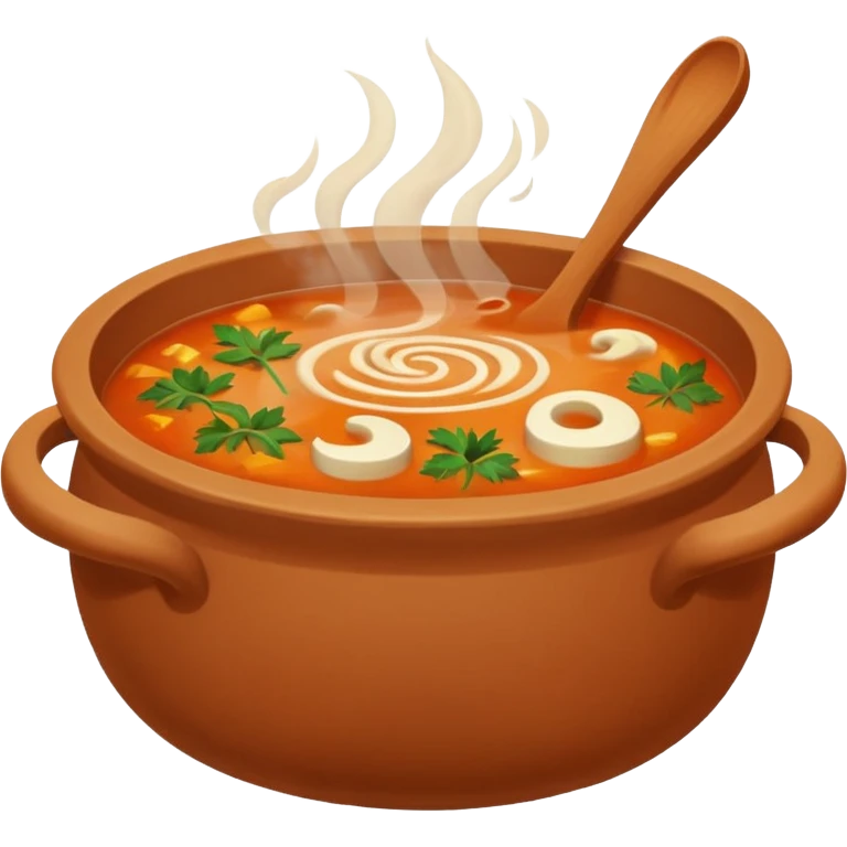 soup in clay, no spoon emoji