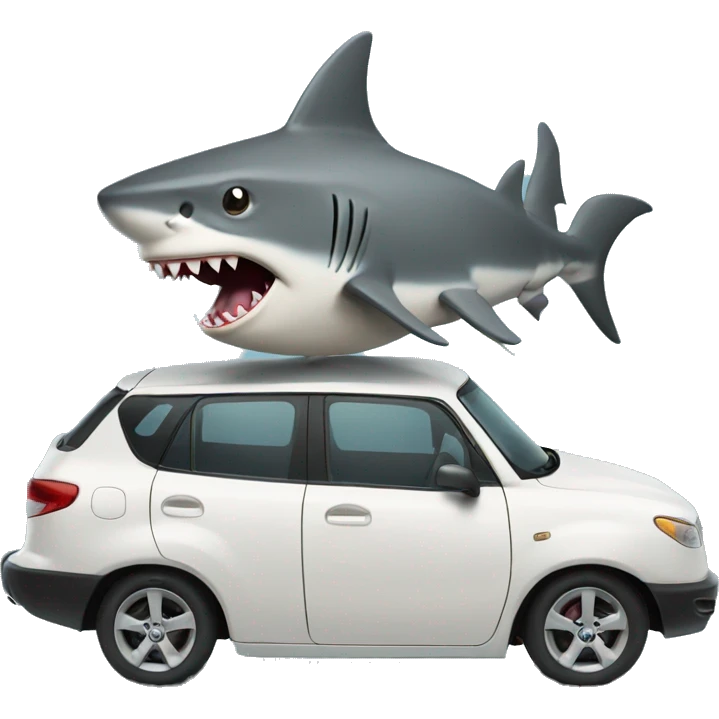 shark riding on a car emoji