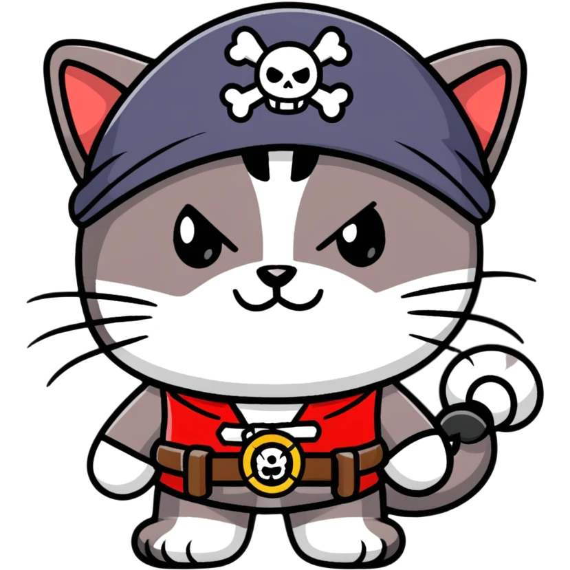 Skibidi cat pirate with Vietnam War gear in a jungle background emoji