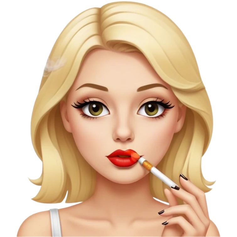Blonde girl smoking a spliff wearing lashes and lip liner emoji