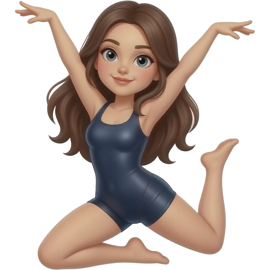 crea un emoji di una ragazza mora con la pelle chiara che fa danza aerea con una tuta stretta emoji