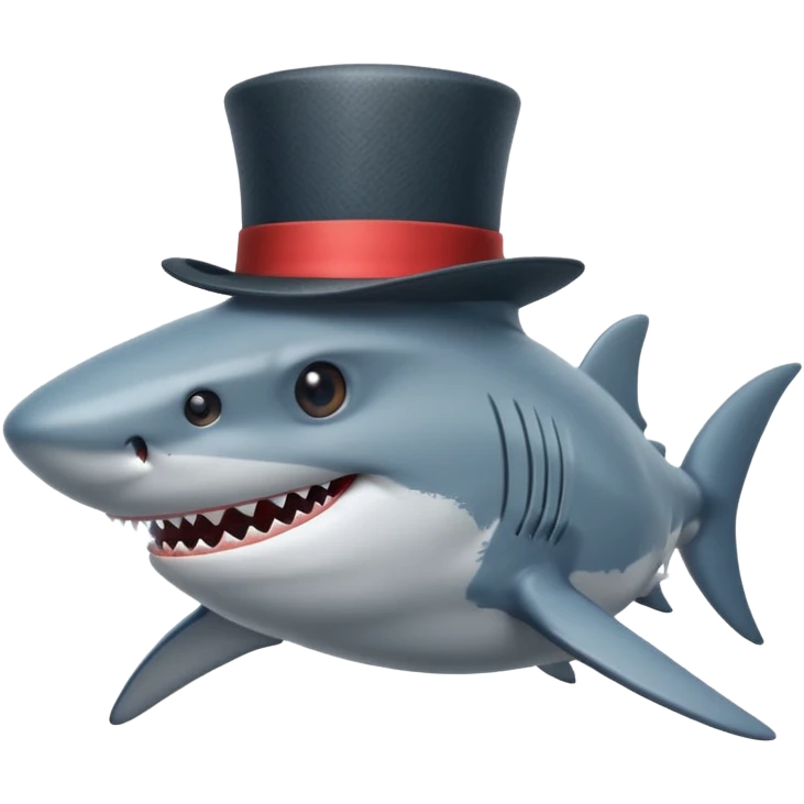Shark with a top hat emoji