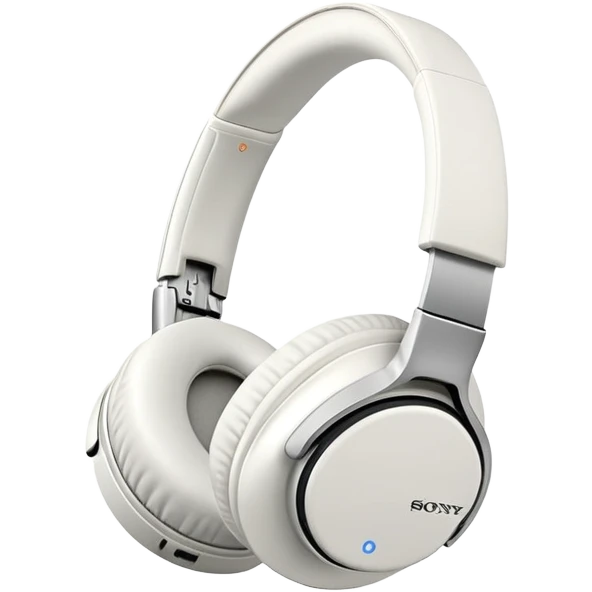 Full-sized white Sony headphones with over-ear cups and Sony logo, professional looking with plush ear cushions emoji