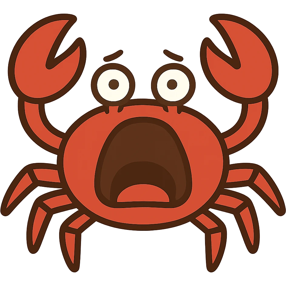 flat toon style screaming crab emoji