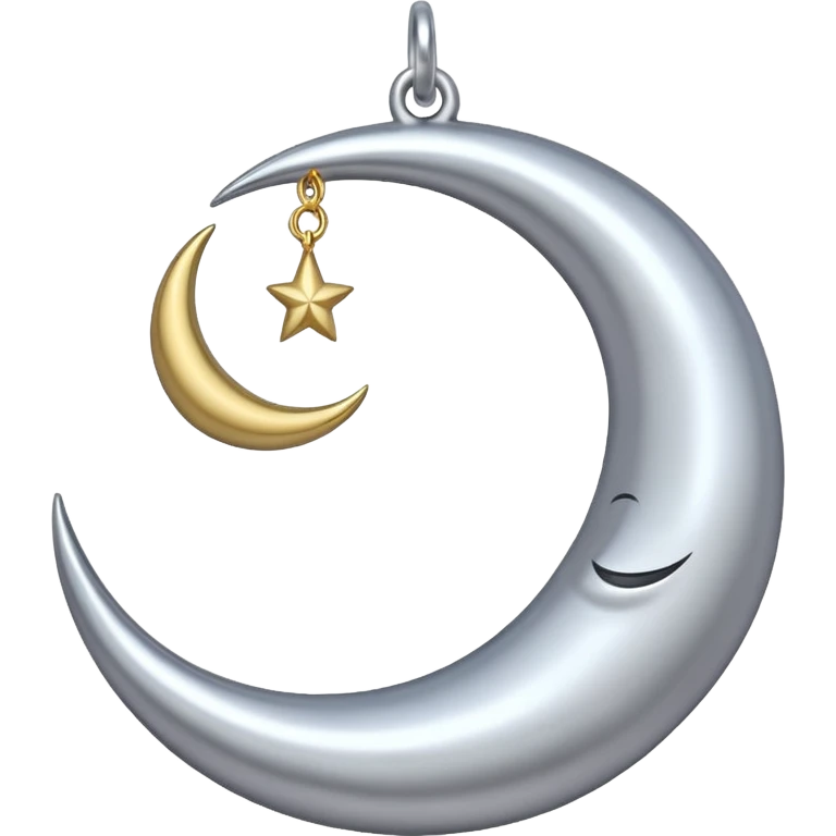 Moon charm – silver crescent moon emoji
