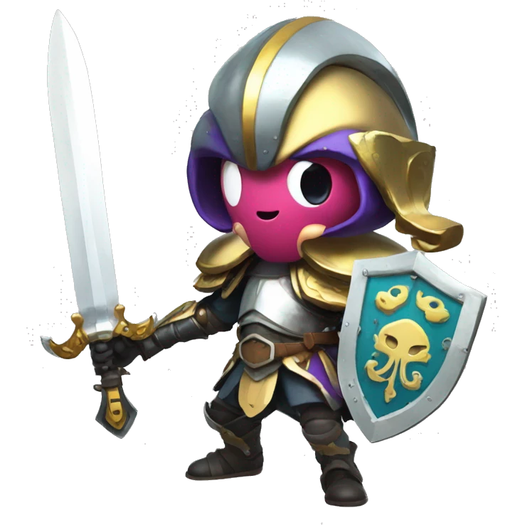 \splatoon squid warrior with knights sword and shield emoji