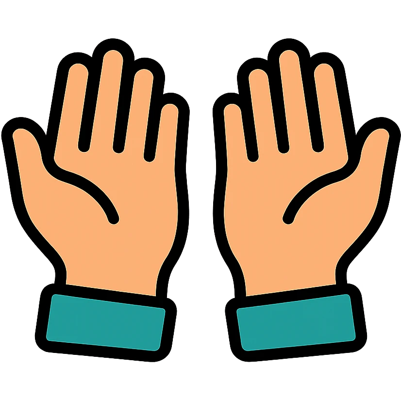 begging hands, palms up, open colored icon emoji