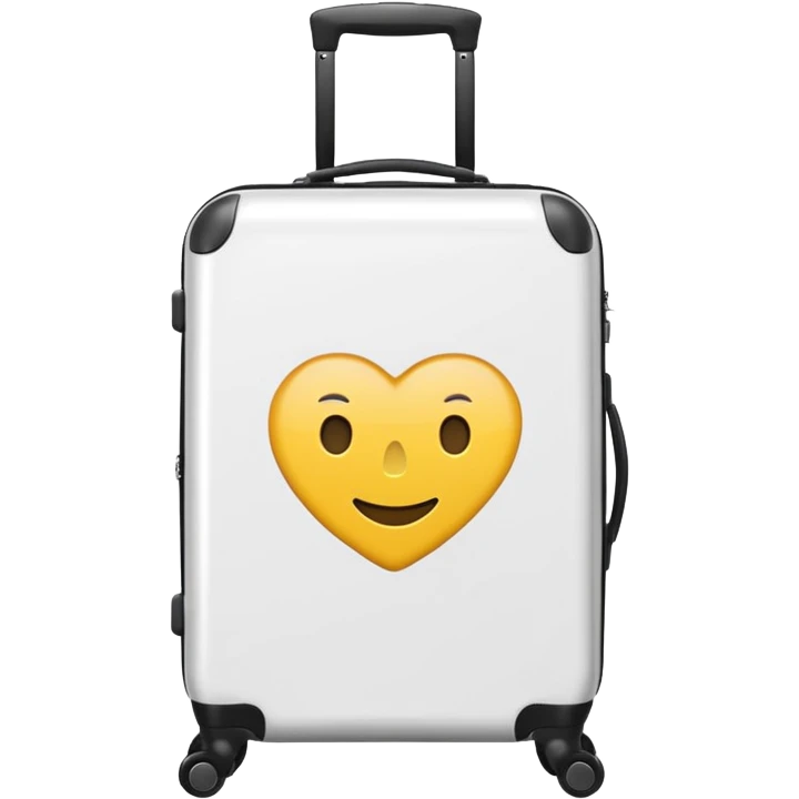 white suitcase with handle and wheels, front view, emoji style emoji