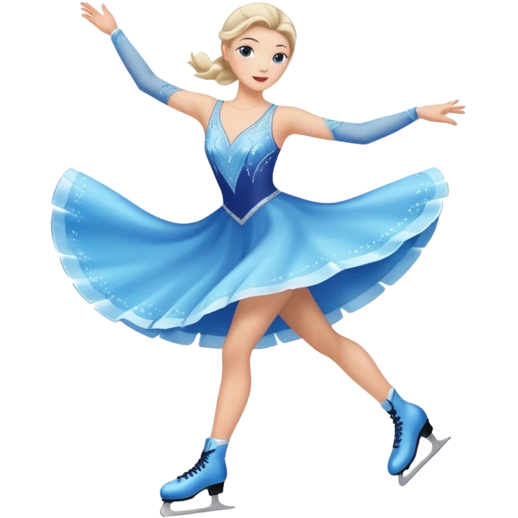 buz pıstının ustunde kayan,yarısma ıcın elbıse gıymıs ve artıstık hareketler yapan kadın emojısı  emoji