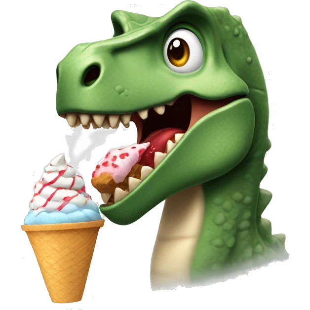 Dinosaurio comiendo helado emoji