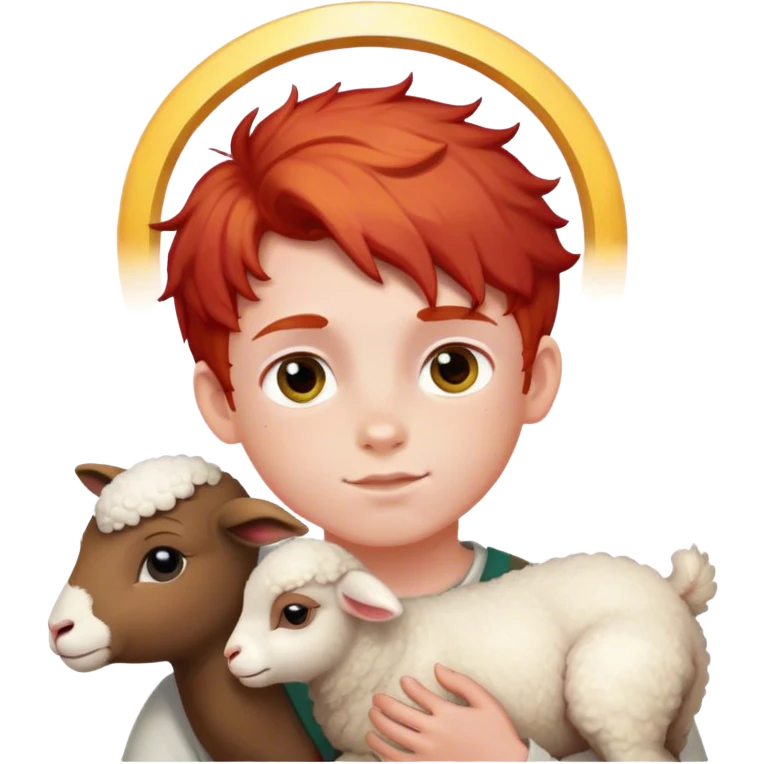 holy boy halo with red hair and lamb emoji