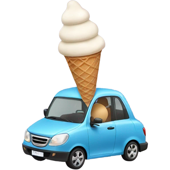 Ice cream cone driving a car emoji