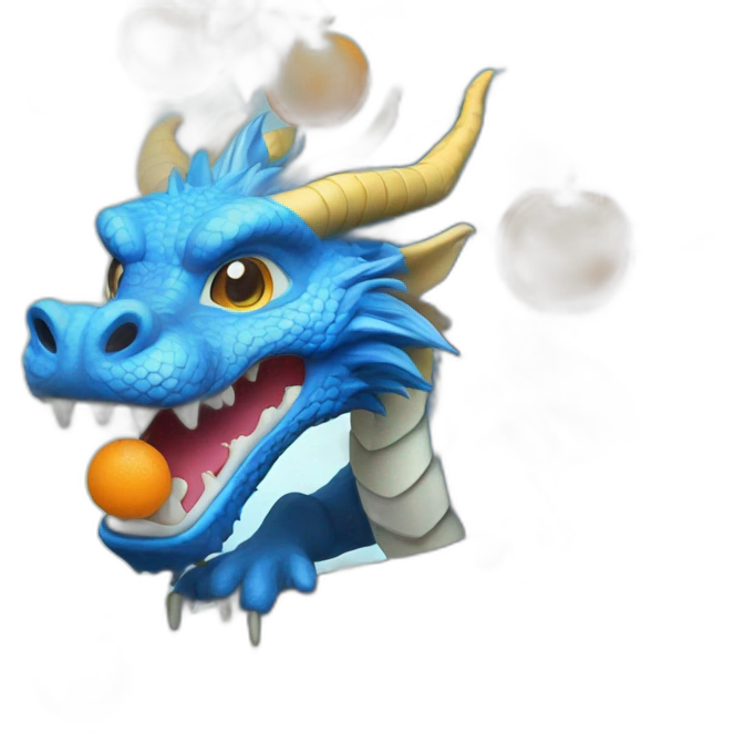 Blue Chinese dragon picking tangerines from a tree emoji