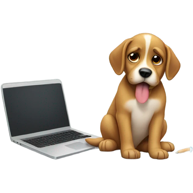 dog with a sad face with a notebook emoji