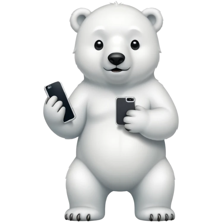 Polar Bear standing body with iphone in hand  emoji