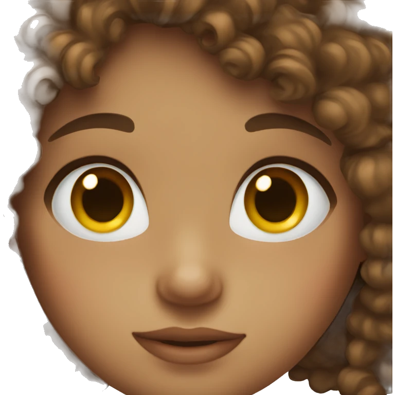 girl with brown curly hair and brown eyes emoji