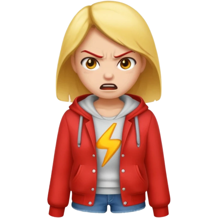 Angry girl with clothes emoji