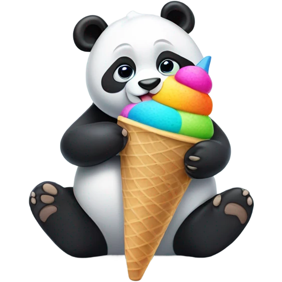 Panda eating ice cream emoji